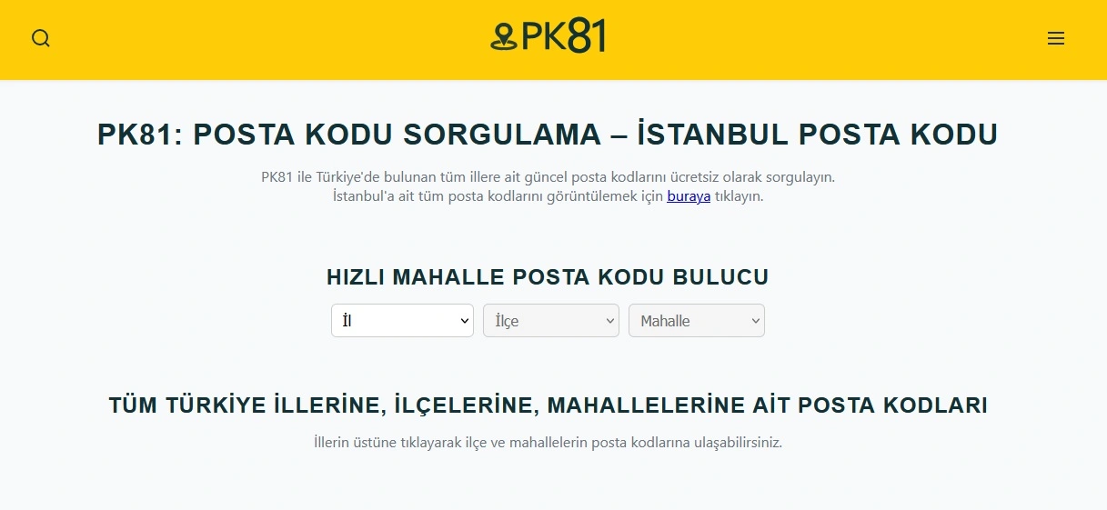 PK81 Nedir? Türkiye'nin en iyi Posta Kodu Sorgulama Sitesini Tanıyalım